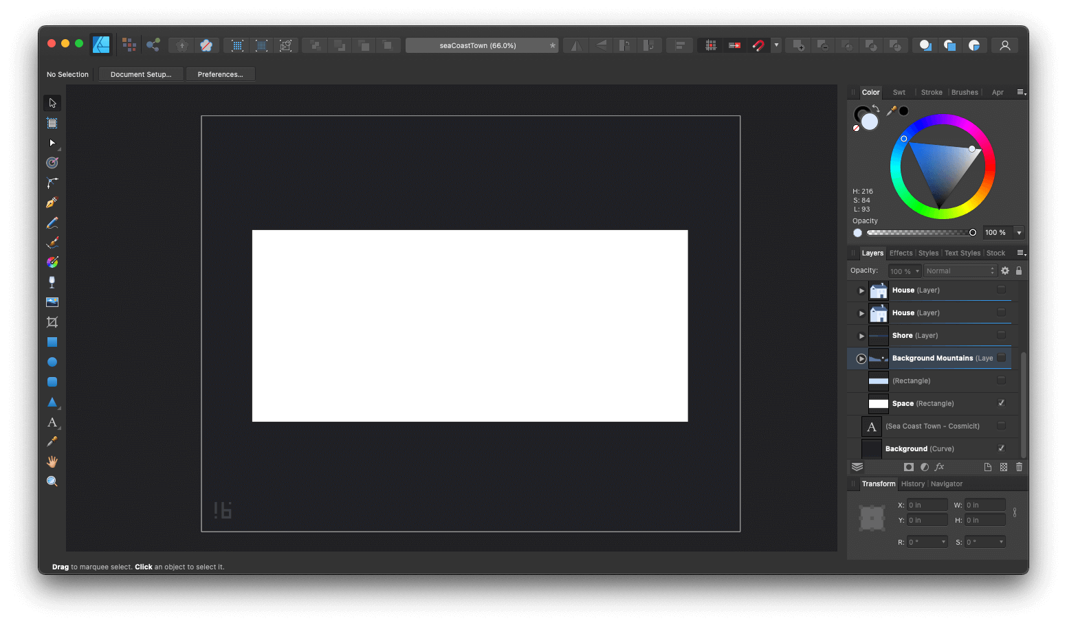 Sea Coast Town in Affinity Designer Step 1