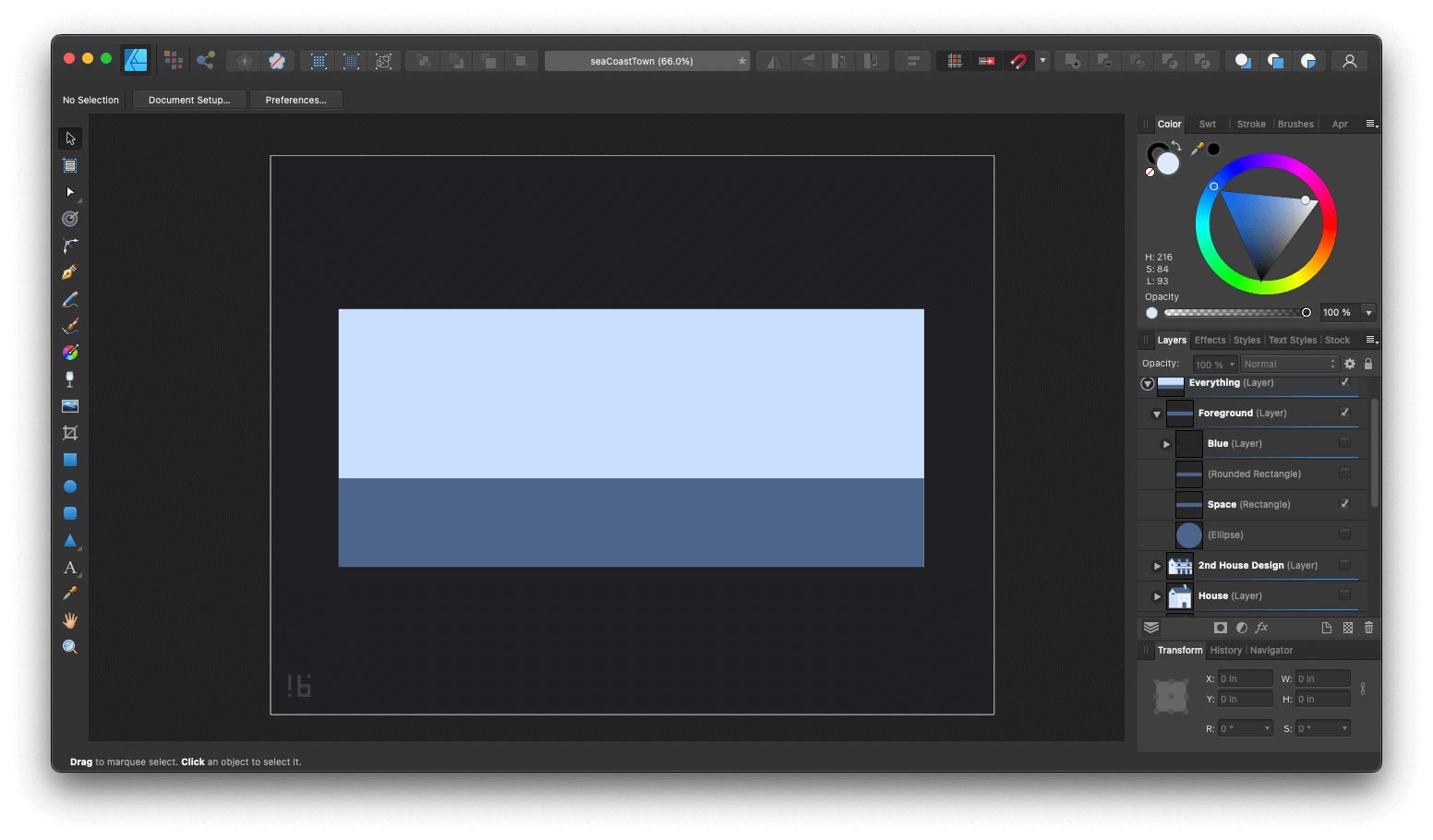 Sea Coast Town in Affinity Designer