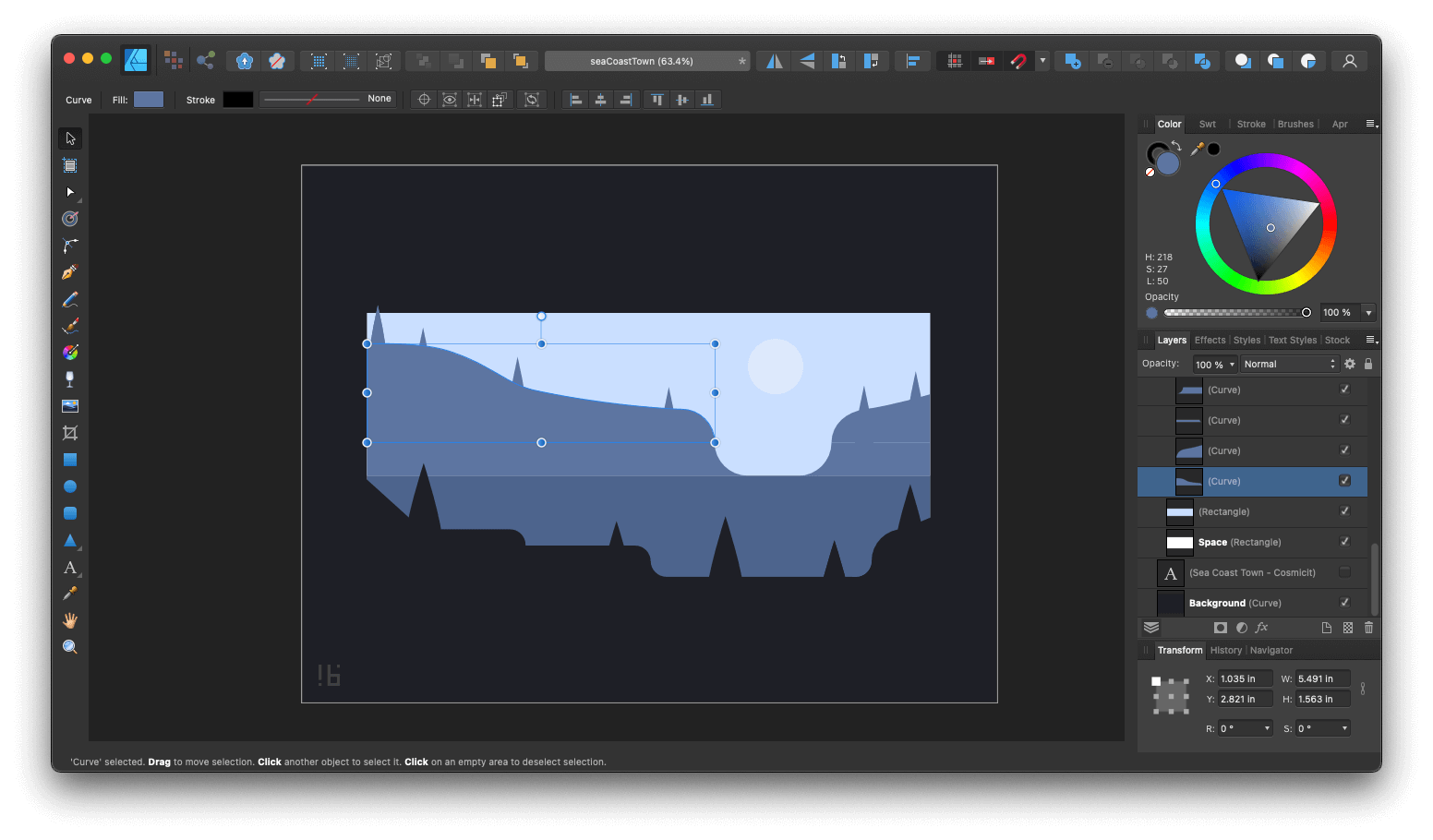 Sea Coast Town in Affinity Designer