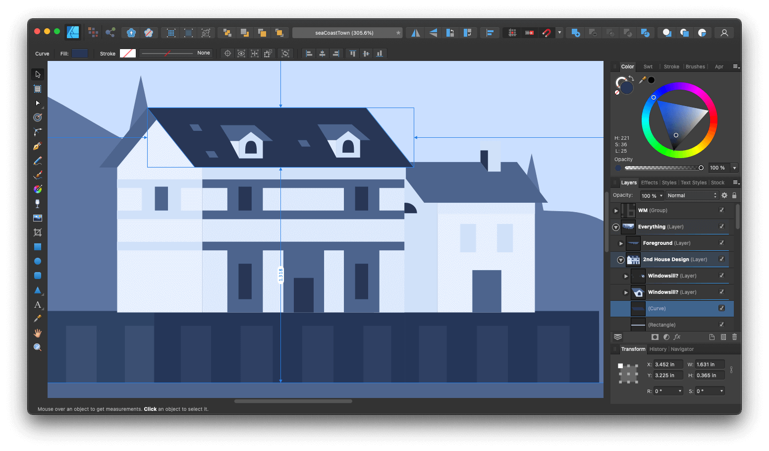 Sea Coast Town in Affinity Designer